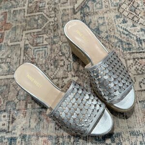 Nine West Silver Wedge Sandals
